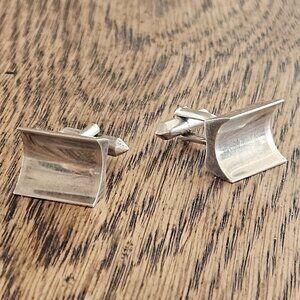 Vintage Antonio Pineda Taxco 970 Sterling Modernist Architectural Cufflinks